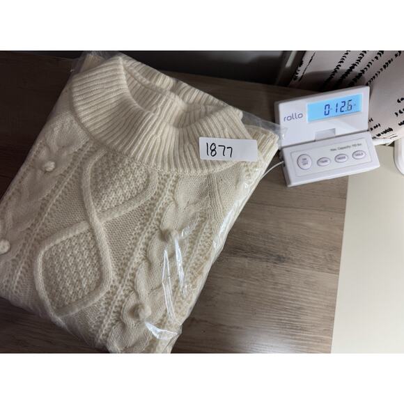 J Crew Women’s Cable Knit Fisherman Sweater XS Ivory Wool Blend Chunky Retro - Picture 10 of 10